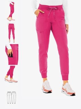 Med Couture Touch - Jogger Yoga Pants 7110 Pink Punch Size XSP